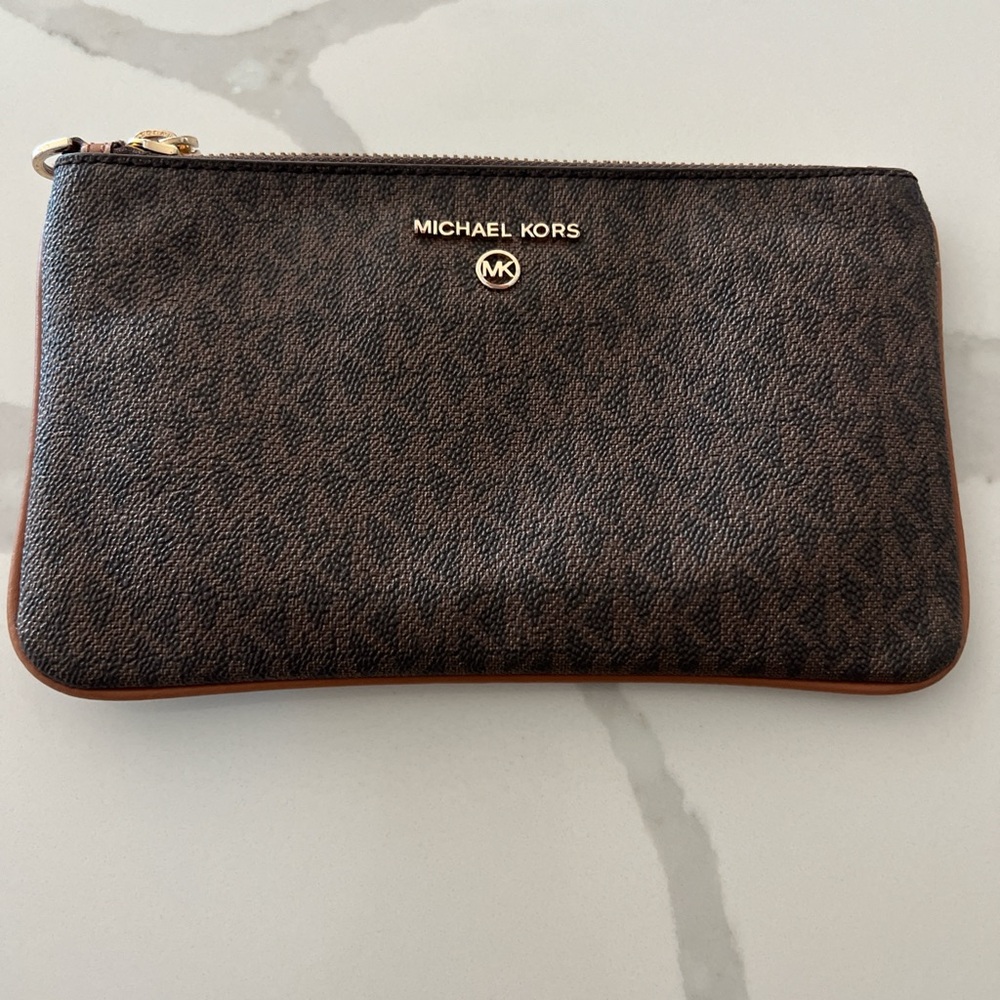 Michael Kors Dark Brown Monogram Clutch